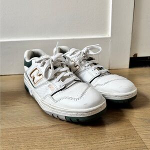 New Balance 550 White and Dark Green Sneakers